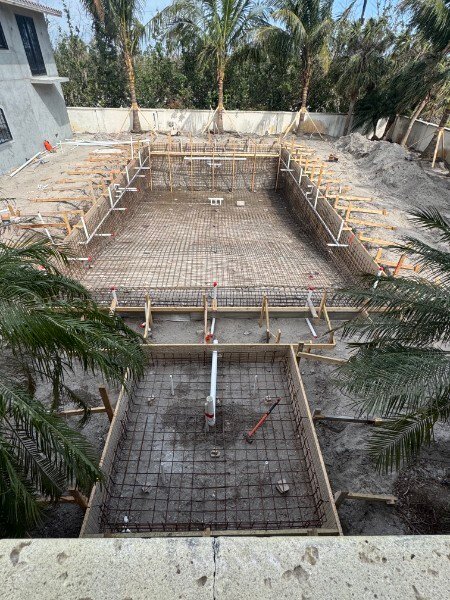 swimming pool framing backform rough-in and plumbing